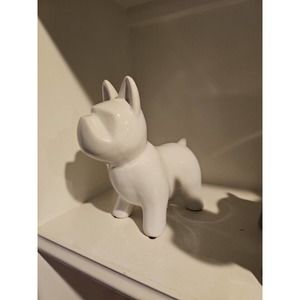 8" Tall White Ceramic French Bulldog Statue Figurine